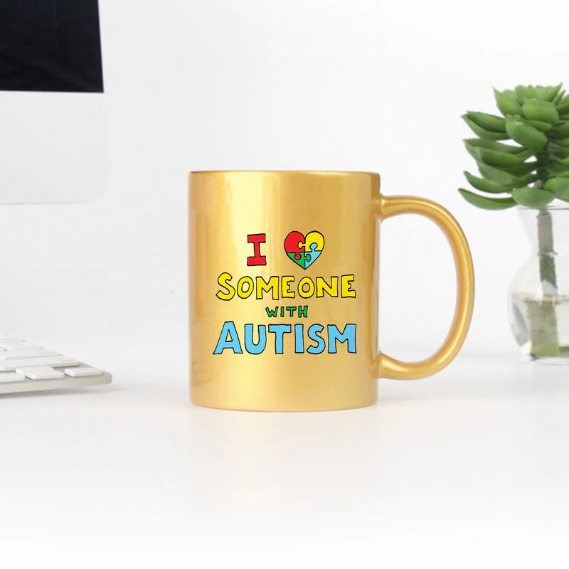 I Love Someone with Autism Gold & Silver Mug
