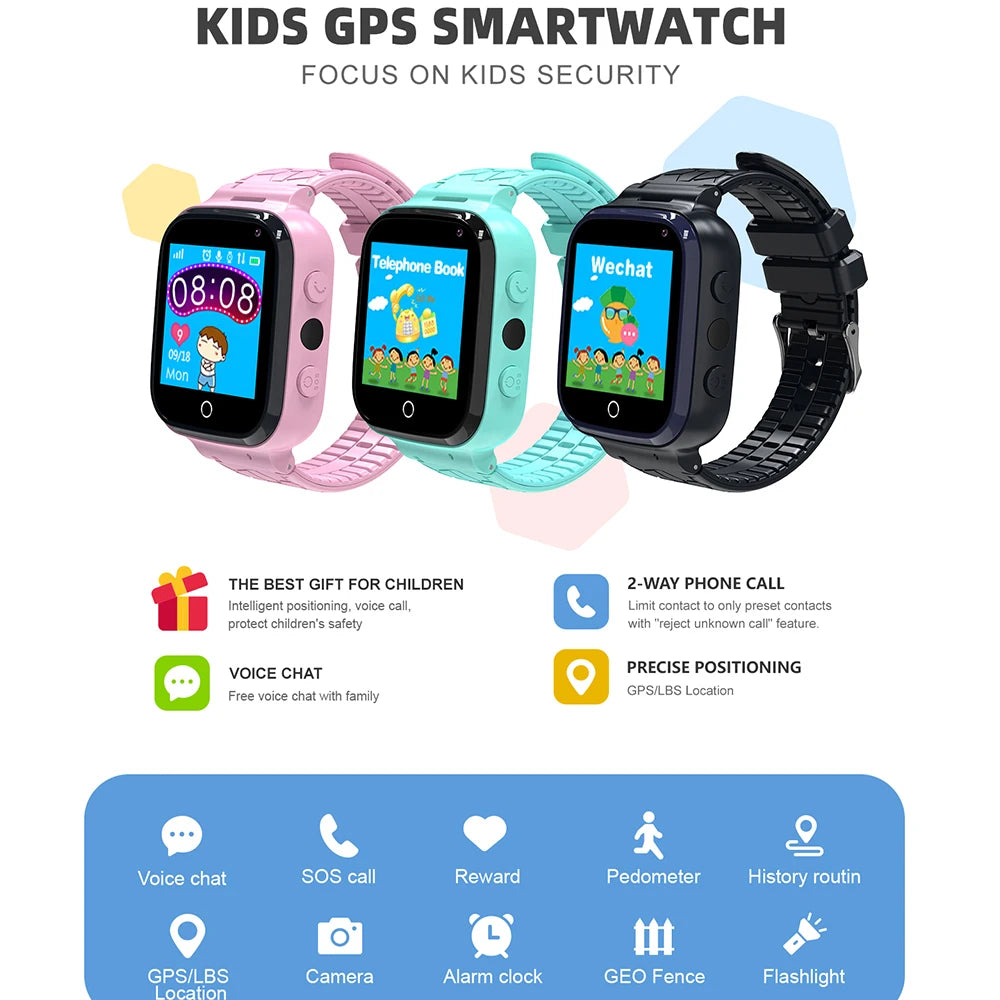 New Kids Smart Watch GPS Tracker SOS Monitor Position Phone GPS Baby Watch IOS Android PK Q50 Q12 S9 Q90 Children Watch