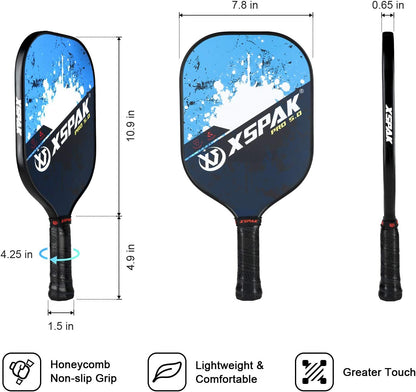 Upgrade Pickleball Paddles Set of 2,Pickleball Set Lightweight Pickleball Racket,Polymer Honeycomb Core,Soft Cushion Grips, 1 Bag,2 Pickleball Paddles and 4 Balls for Indoor & Outdoors