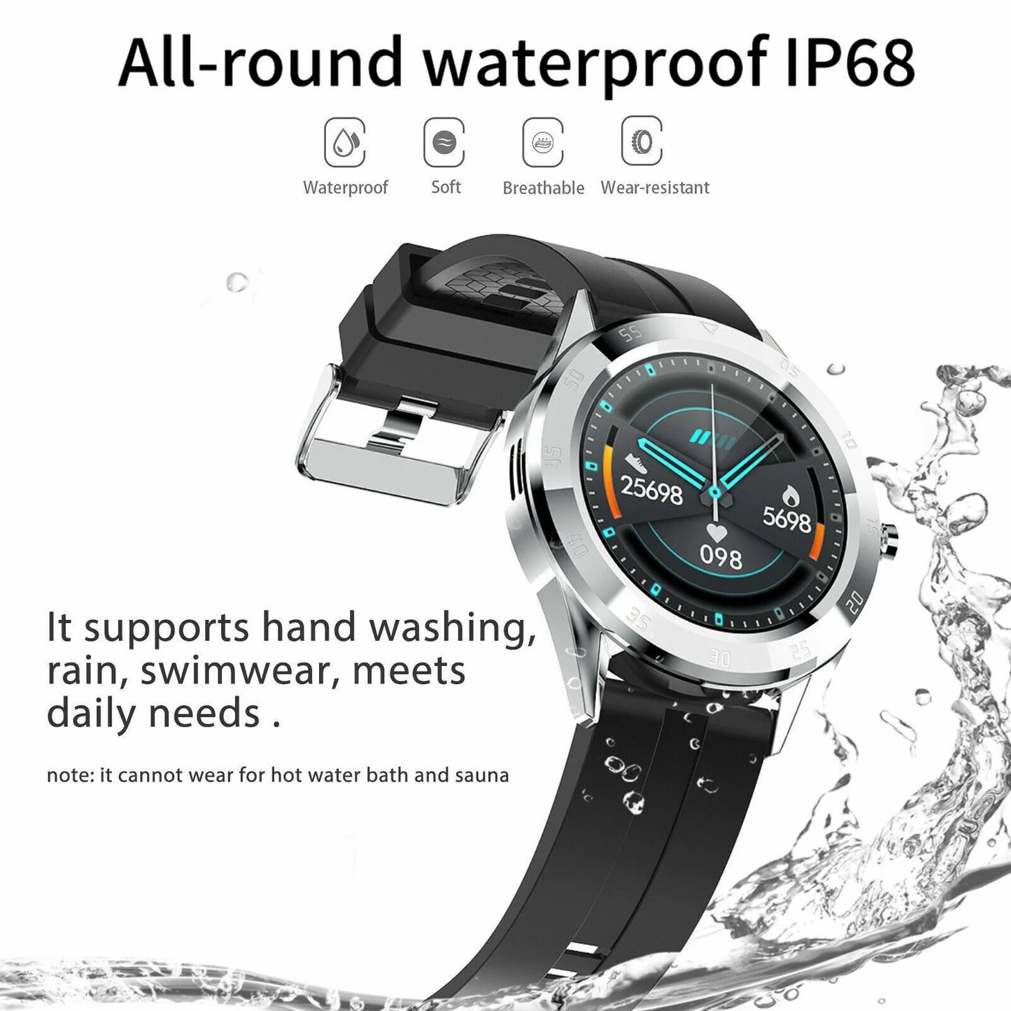 Waterproof Bluetooth Smart Watch Phone Mate Heart Rate Tracker for Ios Android