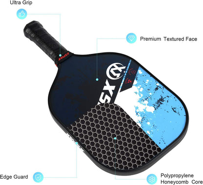 Upgrade Pickleball Paddles Set of 2,Pickleball Set Lightweight Pickleball Racket,Polymer Honeycomb Core,Soft Cushion Grips, 1 Bag,2 Pickleball Paddles and 4 Balls for Indoor & Outdoors