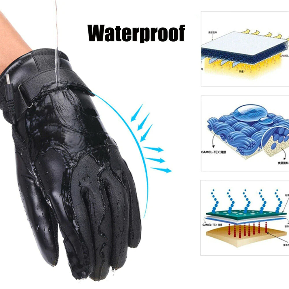 Electric USB Heated Gloves Winter Warming Thermal Ski Snow Hand Warm Windproof